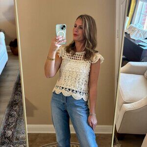 Bishop + Young Scalloped Crochet Top